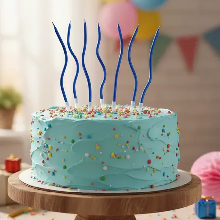 Velas Torta Cumpleaños Onduladas Metalizadas X6 Unid Azules