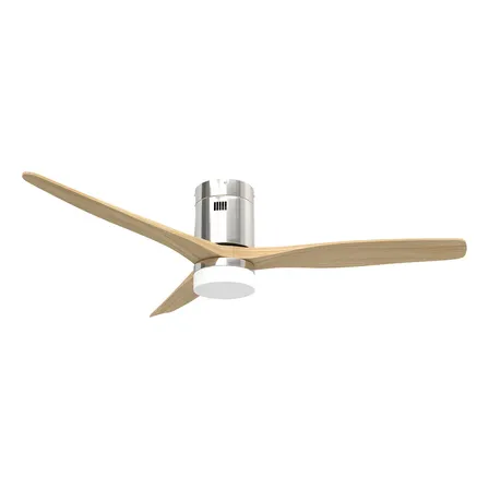 Ventilador De Techo Con 3 Palas Madera Y 6 Velocidades Smart Estructura Niquel Aspas Natural Diámetro 52