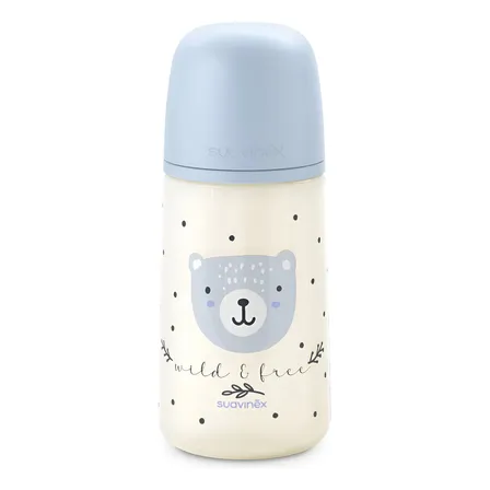 Mamadera Suavinex De 270ml Con Tetina Fisiológica Sxpro +3m Color Azul Claro