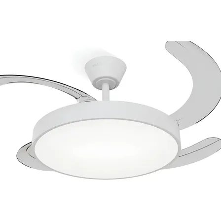 Ventilador De Techo Windstyle Nauru C/luz Aspas Retractiles 1.06 M 50-60 Hz Blanco/blanco Transparente Abs 4