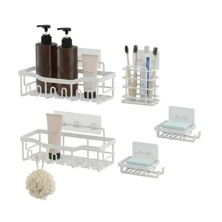 Set x5 Organizadores Baño Adhesivos Waggs Acero Inoxidable
