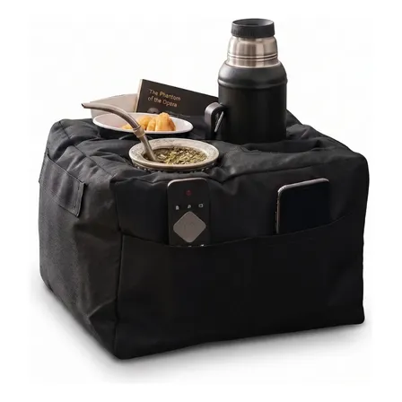 Almohadón Matero Impermeable Porta Mate Negro Liso