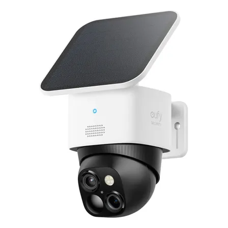 Cámara de Seguridad Exterior Anker eufy SoloCam S340, Doble Lente 3K + 2K con Zoom 8x, Wifi y Cobertura 355°, IP65 Panel Solar, Visión Nocturna, Detección IA Personas y Vehículos, Sin Suscripción