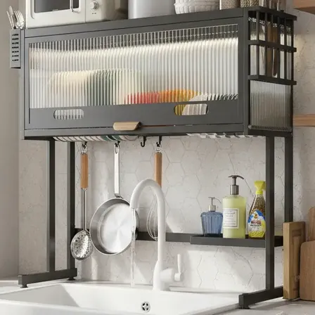 Seca Platos Escurridor Utensilios Porta Tablas Cubierto 65cm Negro