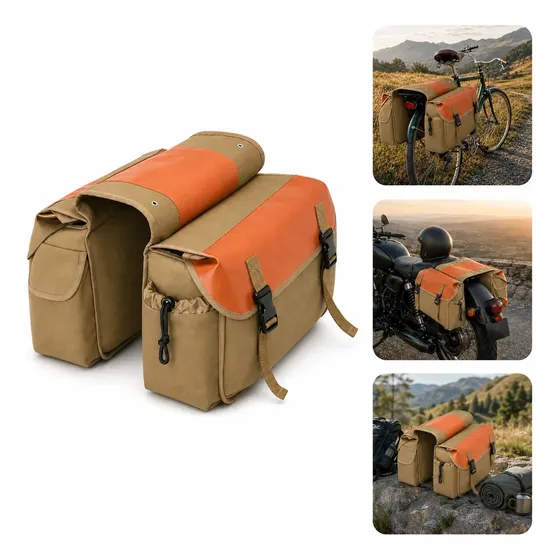 Alforjas Laterales Impermeables Para Moto Crash Bar Equipaje De Viaje Marrón