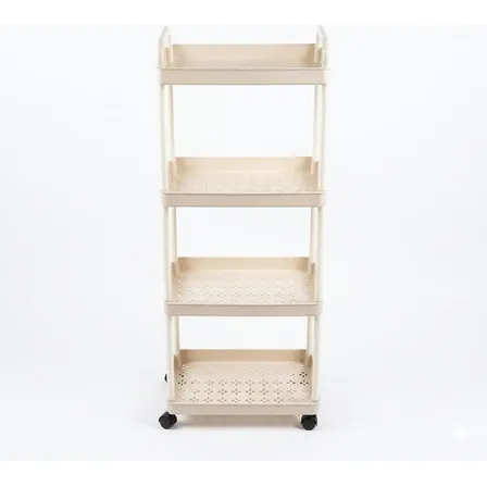 Carrito Organizador Con Ruedas De 4 Estantes Multiusos Blanco