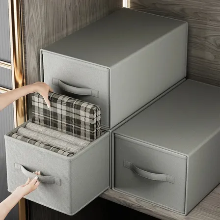 Caja Organizadora de Tela Plegable para Ropa de Placard XXL 47x35x30 cm Apilable