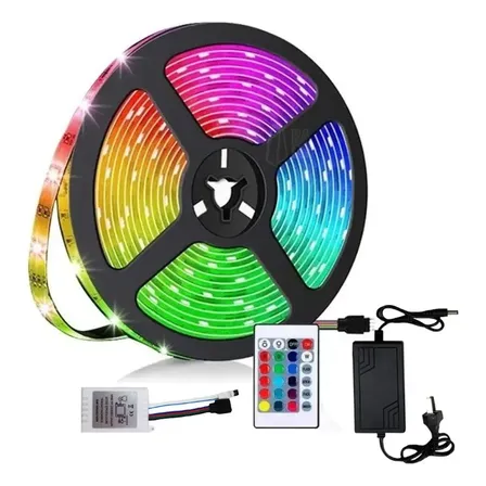 Tira Led Rgb 2835 5m Control Remoto Ip65 Autoadhesiva Rgb