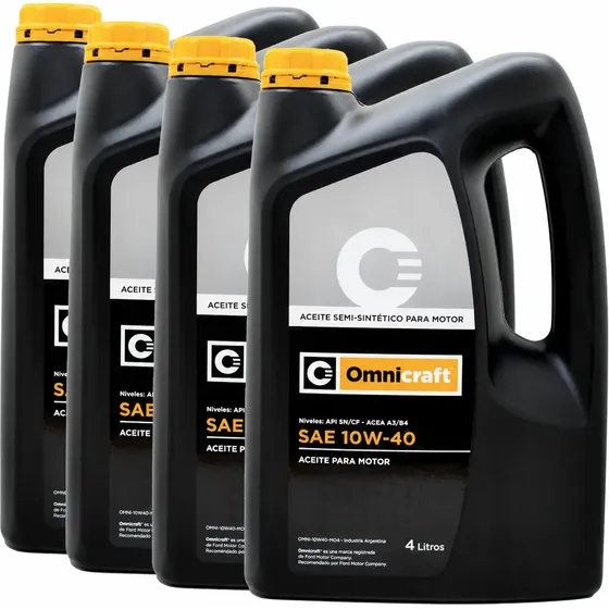 Caja X 4 Bidones Aceite Motor Omnicraft 10w40 Semisint X 4 L
