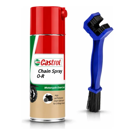 Lubricante Cadena Moto Castrol Chain Spray + Cepillo Coyote