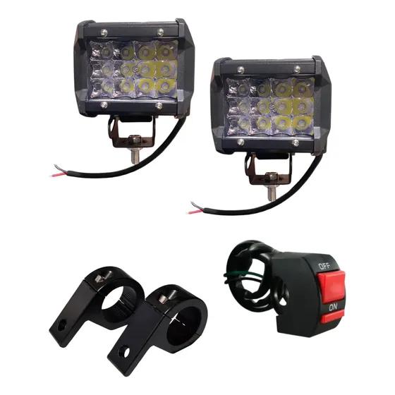Kit X 2 Faros Led Auxiliar + Soportes + Tecla Moto Pro