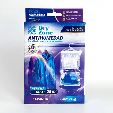 Antihumedad Dry Zone Percha Cristales Lavanda 25m3 Armarios