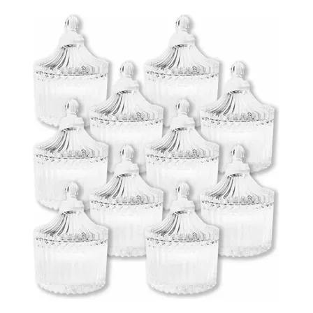 Set X10 Portavelas Vidrio Diseño Carameleras Decoracion Mini Transparente
