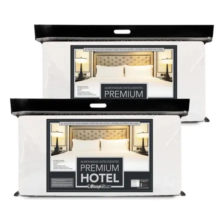 2 Almohadas Inteligentes 95x40 King Premium Hotel Sleeptime Funde Toalla Blanca