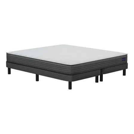 Sommier y Colchón De Resortes La Espumería Indie Queen 160cm x 200cm Color Blanco y Negro