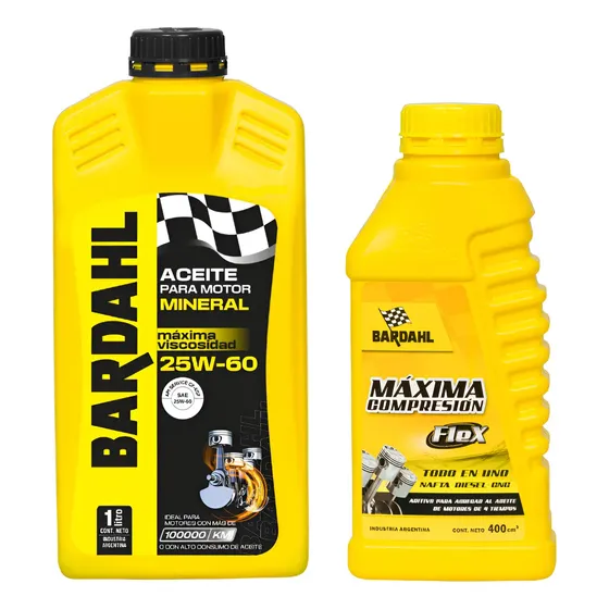 Aceite Mv 25w60 1l + Aditivo Max Compresión 400ml Bardahl
