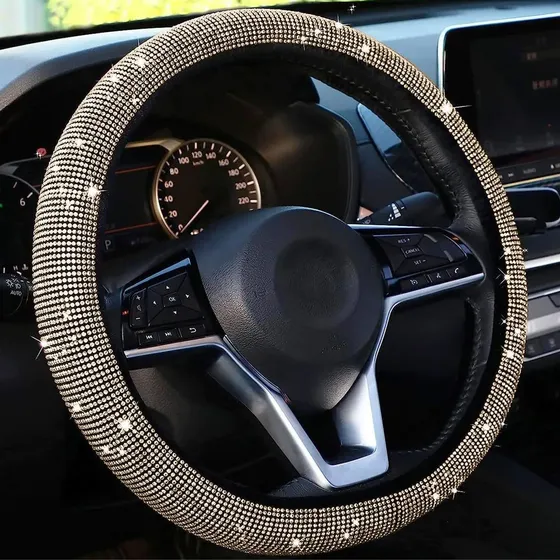 Cubre Volante Diamantes Strass Femenino Dorado Sandero Clio