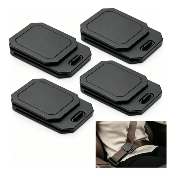 Clips Ajustadores De Cinturón De Seguridad Para Auto X4 Negro