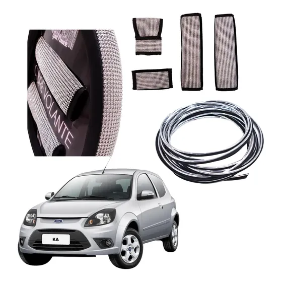 Cubre Volante Cint Strass +moldura Deco Int Plateado Ford Ka