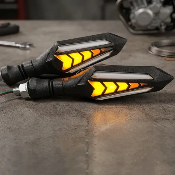 Juego De 2 Faros Luz De Giro Led Ambar Para Motos Cuatris