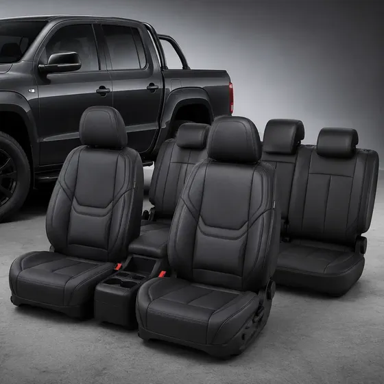 Fundas Para  Asiento Amarok V6 Cuero Eco Premium Negro