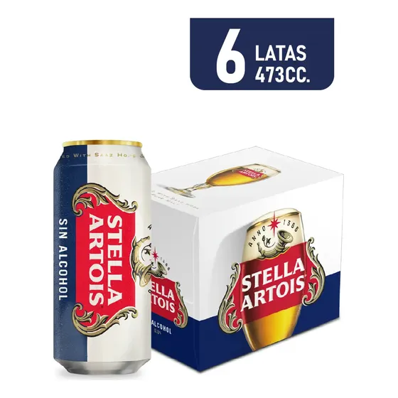 Cerveza Stella Artois Sin Alcohol 473cc Pack X6 Unidades