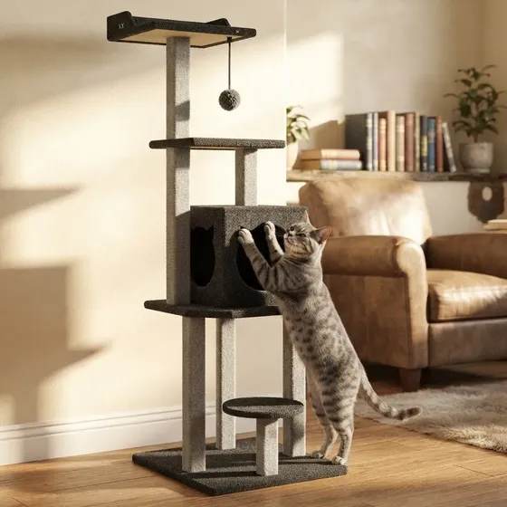 Rascador Torre  Y Gimnasio Para Gatos De 165 Cm De Altura