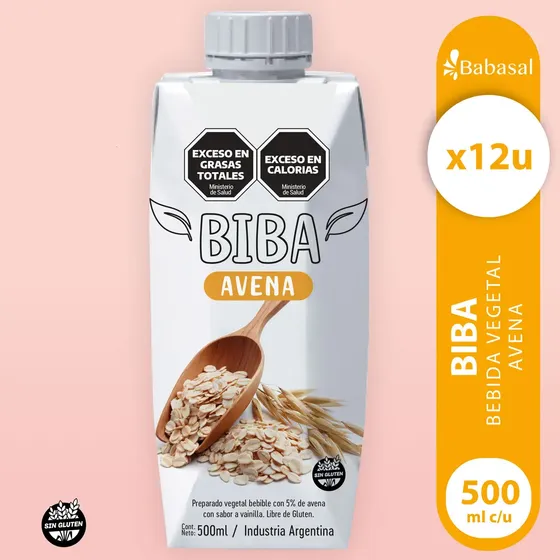 Leche Biba Avena Sin Gluten y Sin Azúcar 500ml X 12u