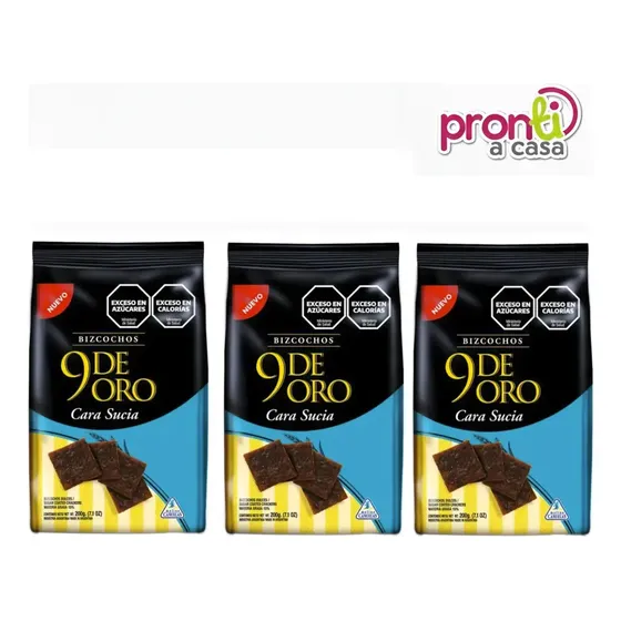 Bizcochito 9 De Oro Cara Sucia Pack X3 - Pronti A Casa