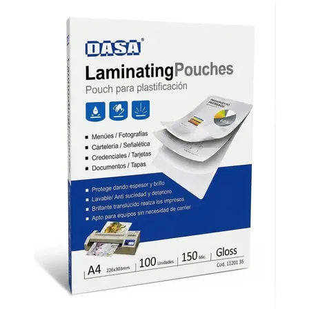 Pouch Plastificado Dasa A4 En Caliente 150 Micrones X100 U.