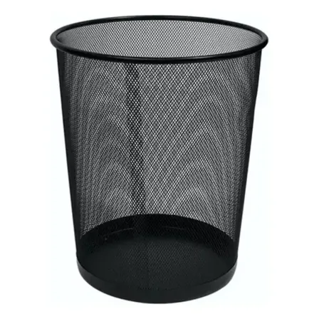 Cesto Oficina Papelero Tacho De Basura Metalico 28 Cm Grande Negro