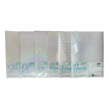 Vinilo Sublimable A4 Duracal Holográfico Transparente X10 Rainbow
