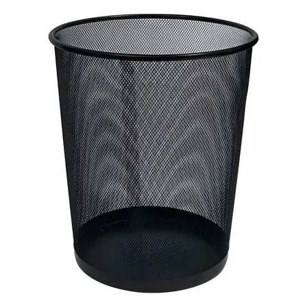Cesto Papelero Tacho De Basura Oficina Metálico 28 Cm Color Negro