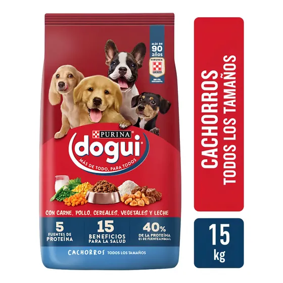 Dogui Cachorros 15kg Alimento Seco Para Perro Sabor Carne, Pollo y Cereales