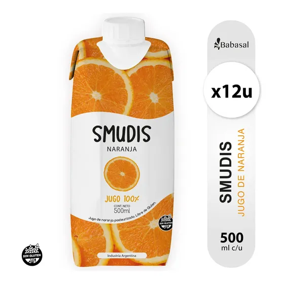 Jugo Smudis Naranja 100% Natural Con Pulpa 500ml X 12u