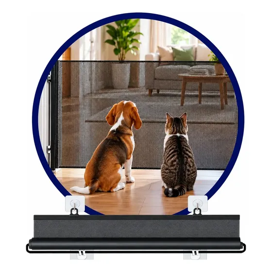 Puerta Retráctil Para Perros Malla Negra 140x78 Cm