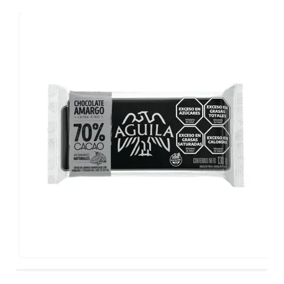 Chocolate Aguila 70% Cacao Amargo 130g Premium Arcor S/ Tacc