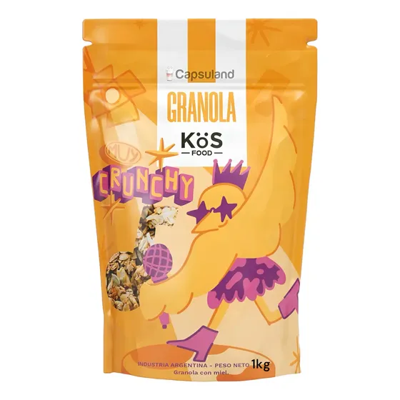 Granola Kos Crunchy 1kg Avena Mani Miel Almendras Y Castañas