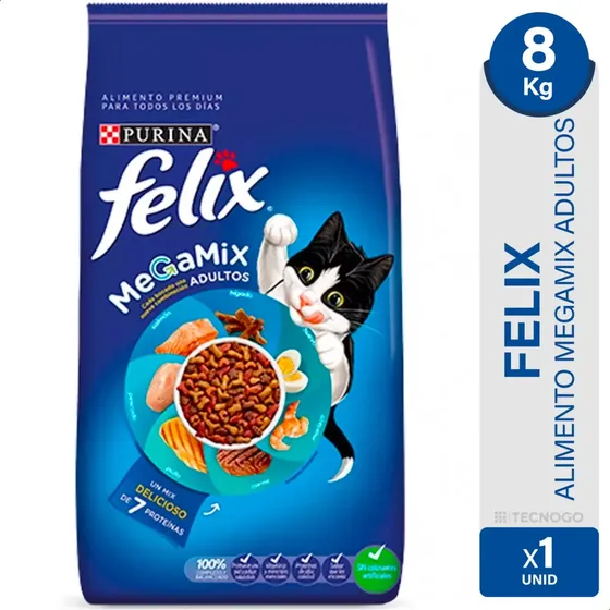 Alimento Gato Felix Adulto Megamix Purina Proteinas 8kg