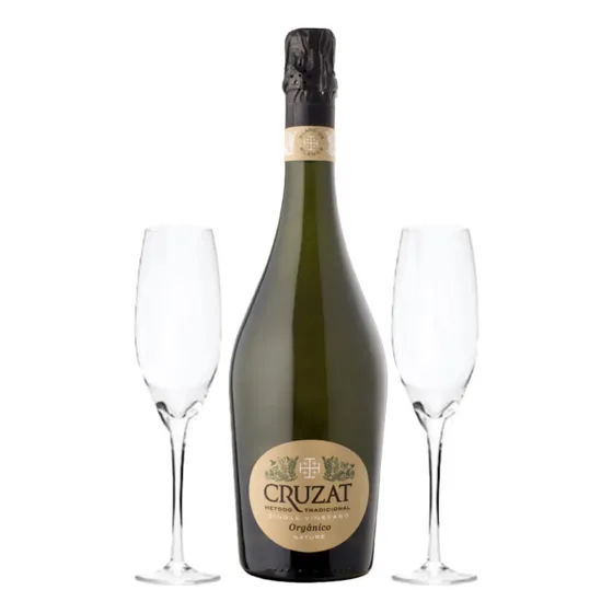 Espumante Cruzat Nature 750 Ml + 2 Copas Cristal Con Estuche