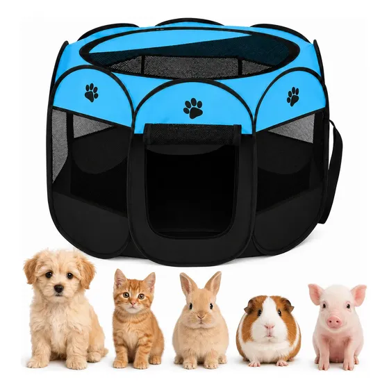 Corral Jaula Plegable Para Perros Gatos Mascotas 114x114x60