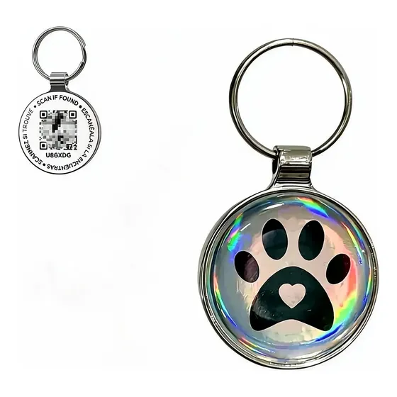 Llavero Qr Identificador Para Perro Chapa Antipérdida Huella