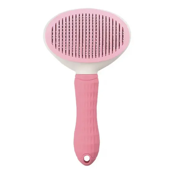 Peine Cepillo Autolimpiante Saca Pelo Gatos Perros Mascotas Color Rosa Marca Raitot