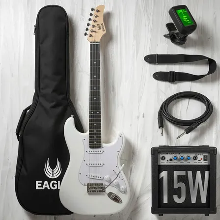 Guitarra Electrica Stratocaster Eagle Pro Ampli 15w Afinador