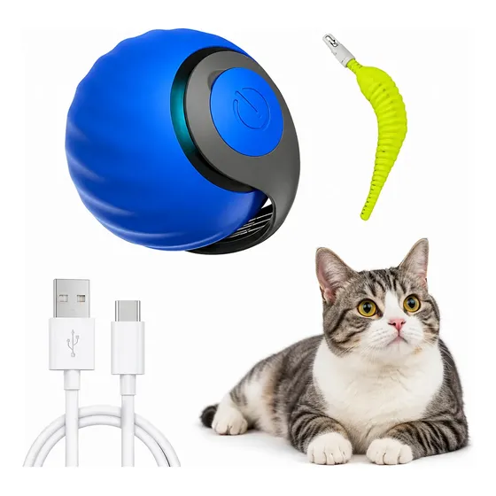 Juguete Pelota Interactiva Para Gatos Con Pluma Recargable