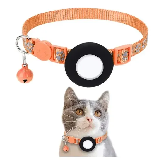 Collar Gatos Perros Reflec Ajustable Porta Airtag Patitas S