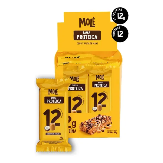 Barra Proteica Molé Coco Y Pasta De Maní Caja De 12 Unidades
