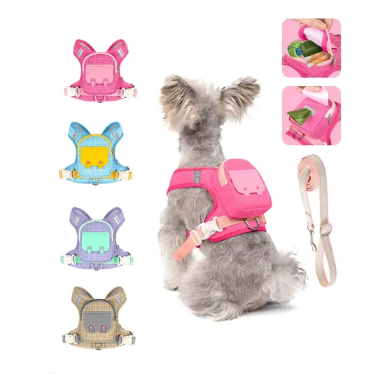 Arnés Mochila Mascotas Pequeñas Medianas Correa Reflectante