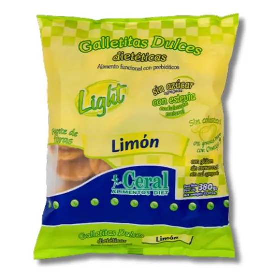 Galletitas Veganas Sin Azúcar Ceral Limón 380g Snack Saludable