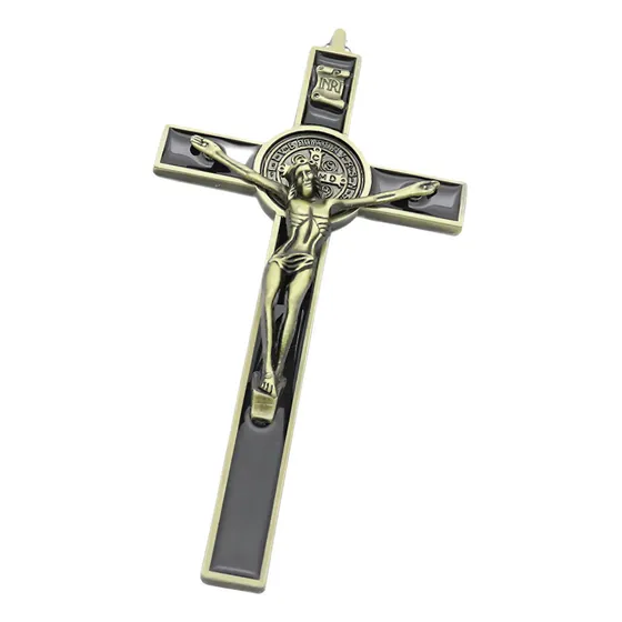 Figura De Crucifijo Con Forma De Cruz De Pared, Bronce Negro